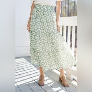 Shop the Mint green tiered midi skirt